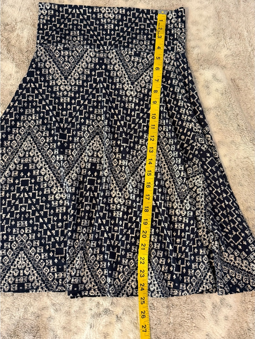 Navy Printed Midi Skirt - Picture 6 of 7